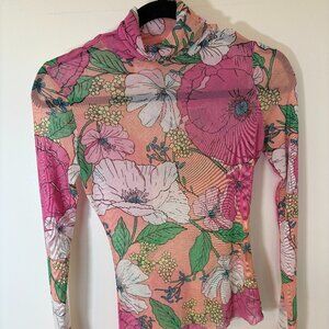 Sheer Floral Turtleneck- Size Small